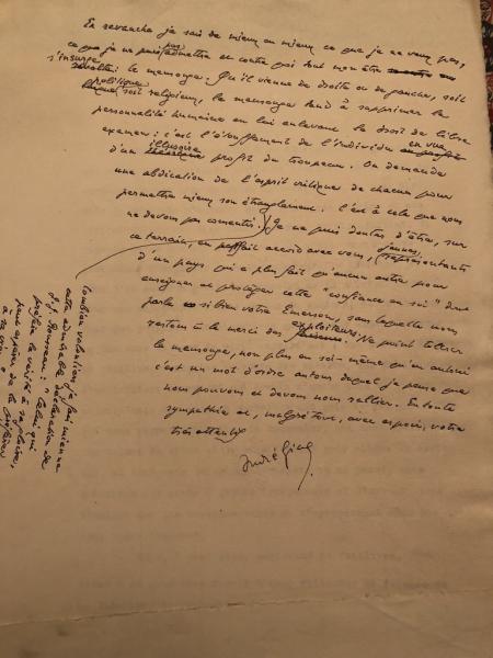lettre Gide à Howard verso