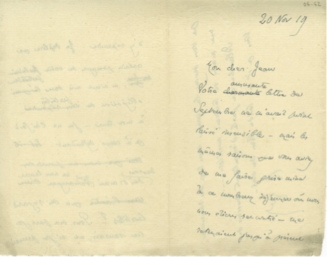 Lettre à Cocteau recto