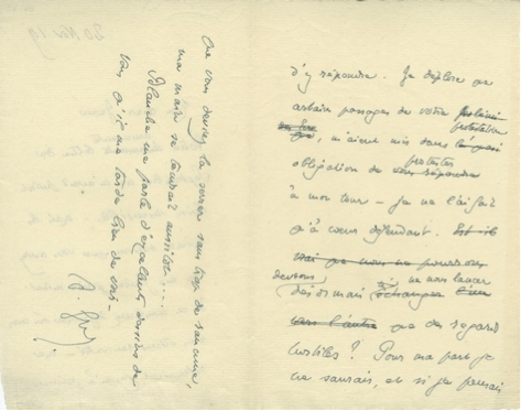 Lettre à Cocteau verso